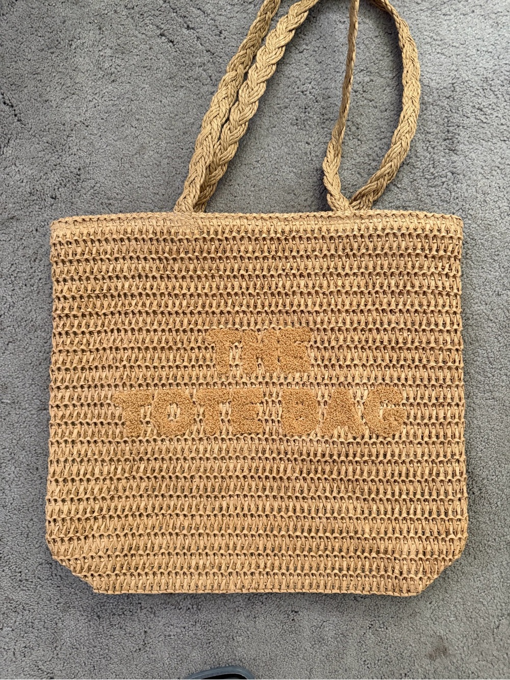 Woven Straw Tote Bag in Tan